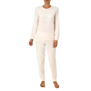 RELAX by Normann Damen Frottee Pyjama Langarm Schlafanzug mit Bündchen und Sterne Optik - 291 201 13 942, Farbe:Rose, Größe:40/42 - 40