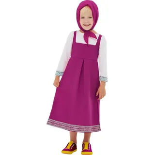 Funidelia Offizielles Masha Kostüm - Mascha und der Bär für Mädchen, Inklusive Kleid und Kopftuch, Größe 2-3 Jahre - Outfit für Kinder für Partys, Karneval und Halloween