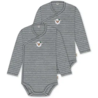 normani Outdoor Sports 2er Pack Baby-Body Basic Merino Wickelbody in Grau gestreift | Gr.: 74