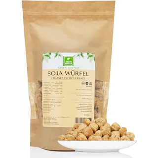 Sojawürfel 500g Alternative zu Fleisch von der Grünen Essenz - vielseitiger Fleischersatz für eine vegane Ernährung - Soja Balls Chunks - Protein Soja-Würfel