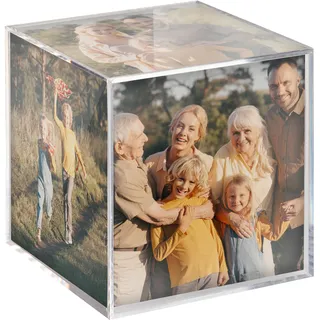 Fotowürfel, für 6 Fotos, 90x90mm, PS, transparent