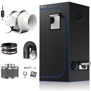 CannoBox Gewächshaus CannoBox Growbox 100/150mm Abluft Komplett Set Growzelt Indoor 90 cm x 180 cm x 90 cm