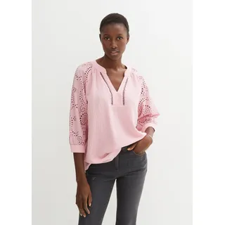 bonprix Tunika BONPRIX, Damen, Gr. 40, teerose, Obermaterial: 100% Baumwolle. Ärmel: 100% Baumwolle, figurumspielend, Tuniken, figurumspielende Passform, mit 3/4-Ärmeln, aus reiner Baumwolle