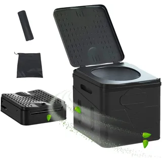 RUYI Campingtoilette Tragbare Trenntoilette [STABIL bis 150 kg] mit Müllbeutel & Aufbewahrungstasche, Mobile Toilette Faltbare, 32x27x30 cm, Kompakt Toilette für Wandern, Camping, Reise, Boot, Garten
