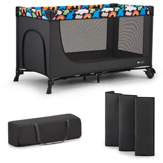 Kinderkraft - Kinderreisebett, Joy 2 Happy shapes - Schwarz/Bunt