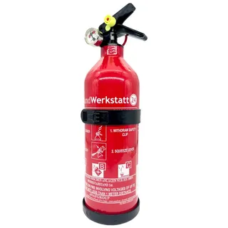 EXDINGER Pulver-Feuerlöscher Aluminium Autofeuerlöscher 'Pia' ABC mit Manometer + Halterung 1 kg, Dauerdruck, ABC-Pulver, (2-St) Dauerdrucklöscher rot