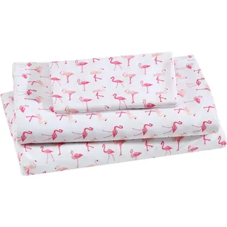 Beatrice Home Fashions Bedrucktes Mikrofaser-Bettwäsche-Set, weich, bequem, pflegeleicht, enthält 1 Spannbetttuch mit 30,5 cm tiefen Taschen, 1 Bettlaken, Kissenbezug, Twin, rosa Flamingo