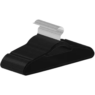 Juskys Kleiderbügel Samt 50er Set - Bügel rutschfest, schmal, beflockt - Schwarz