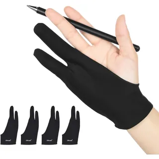 OTraki 4 Stück Zeichenhandschuh Antifouling Handschuh für Grafiktablett, Artist Drawing Glove Elastisch Zeichnen KünstlerHandschuh Zwei Finger Handschuh für Grafiktablett Graphics Tablet(M-7.7X20.5cm)