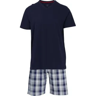 Bugatti Shorty Pyjama Karo Blau 50