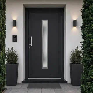 Solid Elements Haustür KF-03  (110 x 210 cm, DIN Anschlag: Links, Anthrazit/Weiß)