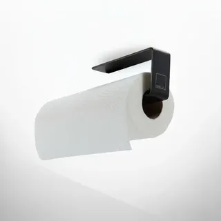 DEELIA® Küchenrollenhalter Schwarz, ohne Bohren, Klebemontage am Unterschrank oder an der Wand, Edelstahl Matt, ideal auch für Wohnmobile