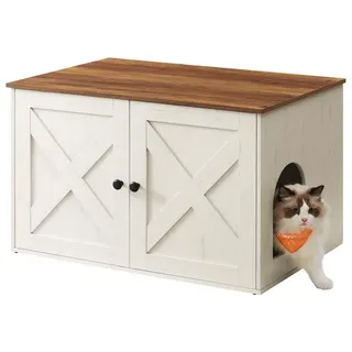 Songmics Katzenhaus 80 x 53 x 50 cm Braun/Weiß