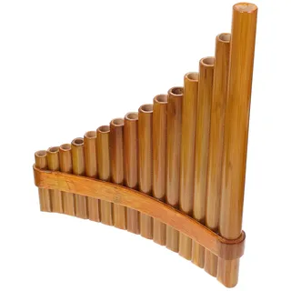 Bambus Panflöte 15-Rohr G-Ton, Schulmusikinstrument für Anfänger | Braune Holzoptik, für Kinder und Musikalische Ausbildung, Fein Poliert, Tragbar, Kreative Gestaltung