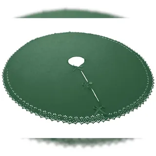 Wometo Weihnachtsbaumdecke Ø 120 cm in grün – Baumunterlage mit Satinbändern – Knöpfen – Fleece, OEKO-TEX