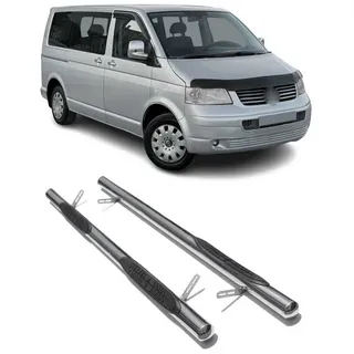 Omac Schwellerrohre für VW T5 T6 Caravelle Multivan 2003-24 L1 Stahl Silber | Seitenschweller, Trittbretter, fahrzeugspezifische Passform