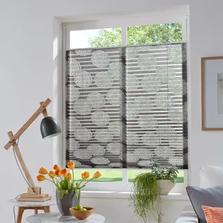 Plissee OTTO HOME "BELUM" Gr. 10, grau, B:70cm H:210cm, Obermaterial: 70% Baumwolle, 30% Polyester, Plissees, Plissee, im Fixmaß, Ausbrenner, Kreise, Blumen, Klemmträger