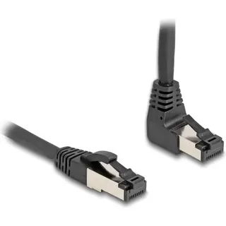 DeLock 80399 RJ45 Netzwerkkabel, Patchkabel CAT 8.1 S/FTP unten gewinkelt / gerade 0,5 m Schwarz