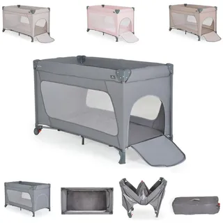 Cangaroo Reiselaufstall One Touch Räder Seiteneingang Matratze klappbar Tasche grau