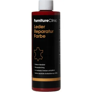 Furniture Clinic Lederreparatur-Farbe & Farbauffrischung | Selbstversiegelnder Lederfarbstoff für schnelle + einfache Ledersanierung | Ledersofas, Autositze, Lederschuhe (Rot, 500ml)