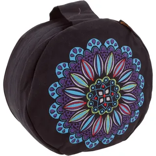 GURU SHOP Yoga Kissen, Yogakissen, Bedrucktes Meditationskissen mit Dinkel Füllung - Schwarz, Baumwolle, 13x30x30 cm