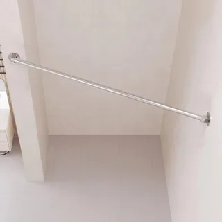 Gerade Duschvorhangstange Ohne Bohren, Dehnbare 304 Edelstahl Eck-Bad Vorhangstange, 180 Grad Verstellbarer Drehsockel, Als Duschstange, Kleiderstange Oder R(Size:75-110cm(29.5-43.3in),Color:silber)