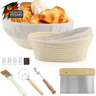 Brot-Gärkörbchen Set rund oval TeigFermentation Backzubehör für Hobby und Profi