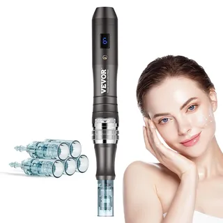 Vevor Professioneller Microneedling-Stift, elektrischer Derma-Pen mit 5 x 16-poligen Einwegkartuschen, 6-Gang-Dermapen-Schönheitsgerät mit LCD-Display und 0–2,5 mm einstellbarer Nadellänge
