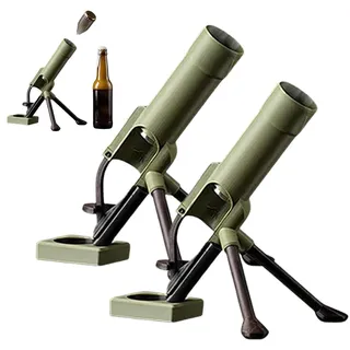 Bierflaschenmörser-Flaschenöffner, 51-mm-Mörser-Bierflaschenöffner, robuster taktischer Kappenwerfer, freihändig herunterdrückbarer Öffner, für Bar- und Schreibtischdekoration (#A*2)