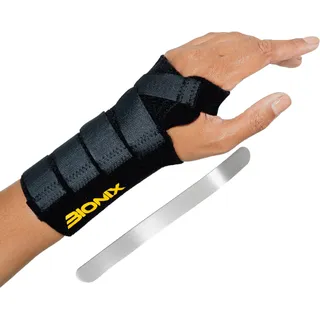 Bionix Handgelenkbandage, Schiene, Schmerzlinderung bei Karpaltunnelsyndrom, Arthritis, Sehnenentzündung, RSI, Verstauchung und Gelenkschmerzen, für Männer und Frauen, rechte Hand, Größe S, Schwarz
