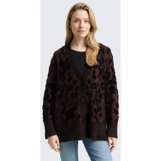TOM TAILOR Cardigan Pullover & Strickjacken Oversize Cardigan mit Leo-Muster braun L (40)