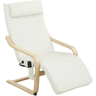 Beheizbarer Massagesessel Mit Hoher Rückenlehne, Kopfstütze Und Fußstütze, 67 X 95 X 101 Cm, Cremefarben