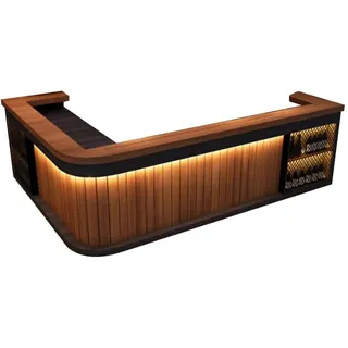 Maßanfertigung Bartresen, Eckbar, Gastronomie-Theke, Empfangstresen, Restaurant-Bar, Braun 160x60cm【Hutaohei 160 ZJ60】