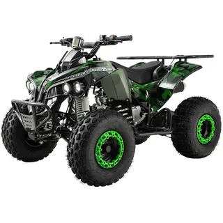 ACTIONBIKES MOTORS Benzin-Jugend-Quad S-10 ATV Gepäckträger, Not-Aus-Leine, Halbautomatik Scheibenbremse (lackiert Camouflage)