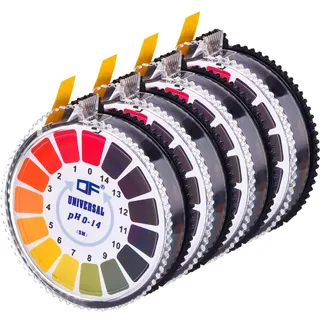 Jovitec Universelle pH Testpapier Streifen pH-Teststreifen Rolle, pH-Messung Vollbereich 0–14, 5 M/rolle (4 Rollen)