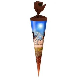 Schultüte / Zuckertüte / Länge: 35cm / rund / "Pferde"