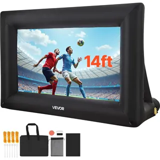 Vevor aufblasbare Filmleinwand Projektion Beamer Leinwand aus 600D, Projektionsleinwand mit tragbarer Aufbewahrungstasche, 16:9, Filmprojektion für Heimkino Mottoparty Poolspaß (378 x 160 x 317 cm)