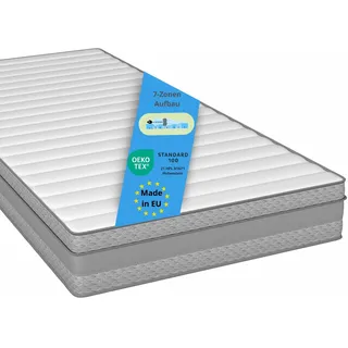 Bodyprotect Federkern Matratze Tape Edge 140 x 200 cm, Höhe 18 cm, Federkernmatratze, orthopädische 7-Zonen Taschenfederkernmatratze 140x 200 cm, Härtegrad H3 bis 100kg, Oeko-TEX, Made in EU