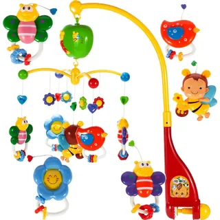 Malplay Spieluhr, Musik Babymobile für Kinderwagen Kinderbett für Neugeborene und Kleinkinder bunte Tiere Blumen Babyausstattung ab 3 Monaten