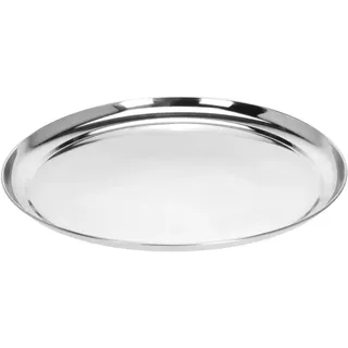 Spetebo Edelstahl Serviertablett rund silber - Ø 34 cm - Metall Tablett für Dekorationen - Kerzentablett Dekoteller Kerzenteller Tablett für Weihnachten Advent geschenke Deko