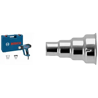 Bosch Professional Heißluftpistole GHG 23-66 (2.300 Watt, Temperaturbereich 50-650 °C, Display, 2 Düsen, im Werkzeugkoffer) + Zubehör 1609201647 Reduzierdüse 14 mm