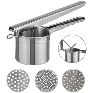 Gravidus Edelstahl Kartoffelpresse Spätzlepresse 3 Locheinsätze