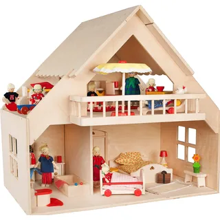 rlke holzspielzeug Puppenhaus mit Balkon natur (23161)