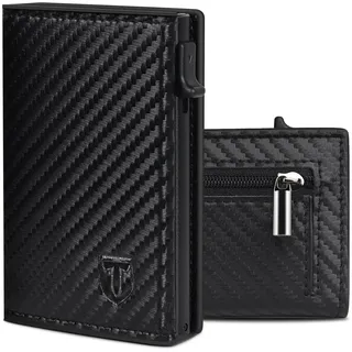 TEEHON Geldbörse Herren | Slim Wallet Kreditkartenetui | Kartenhalter Geldbeutel Herren | Portemonnaie mit RFID Schutz | Herren Geldbörse mit Magnetischem Verschluss | Münzfach Schwarz
