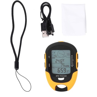 Multifunktions-GPS-Navigationsempfänger Handheld USB Wiederaufladbarer Digitaler Höhenmesser Barometer Kompass, Thermometer Digitaluhr mit Mini-Taschenlampe