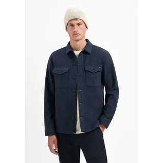 No Excess Langarmhemd NO EXCESS "No Excess Meliertes Overshirt Overshirt Button Closure Melange", Herren, Gr. S, Normalgrößen, night, 80% Polyester (Recycelt), 10% Viskose, 10% Acryl, regular fit, Hemden