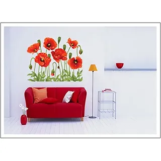 Blumen Mohnblumen Rote Bloosom-Blumen-Niederlassung Wandtattoo Aufkleber Abziehbilder Wohnkultur Stilvolle moderne Blumen Living Schlafzimmer Dekoration Küche