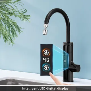 Elektrischer Wasserhahn Mit Durchlauferhitzer 230v, 3400w Wasserhahn Küche Mit Touch-temperaturregler, Anti-spritz Edelstahl Küchenarmatur, Durchlauferhitzer Küche, Garten & Camping [energieklasse C]