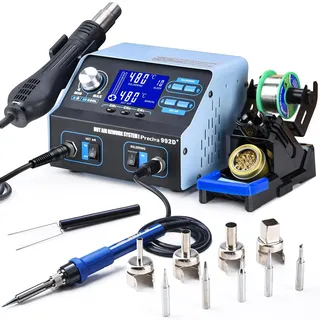 Lötstation, Preciva 992D+ Heißluftlötstation 750W Entlötstation Repairing-Station Heißluft Station Profi 2 in 1 Lötstation Lötkolben 200-480°C