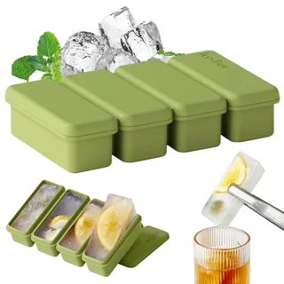 Souper Cubes Gefrierfach mit Deckel Souper Cubes Gefrierschale mit Deckel 4 Hohlraum Souper Würfel Lebensmittelqualität Silikon Gefrierschrankformen für Saucen Küchenlagerung Grün Grün